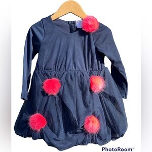 Billie blush dress with faux fur pom pom
